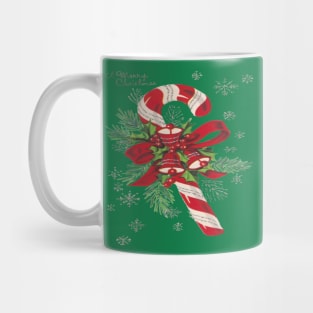 Vintage Merry Christmas Candy Cane Mug